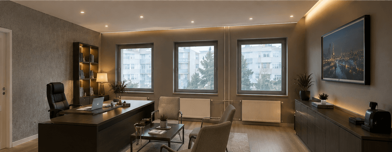 Antalya'da yenilenmiş modern ofis çalışma alanı