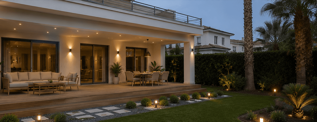 Antalya'da yenilenmiş modern villa terası ve bahçesi